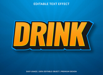 Poster - drink text effect template with 3d style and bold font concept use for brand label and logotype sticker