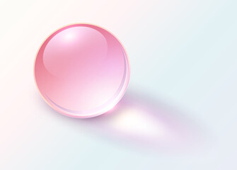 Poster - Background with shiny pink sphere, 3D glossy ball dynamic vector illustration.