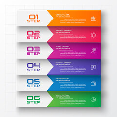 Business infographics template 6 steps rectangle,Vector illustration.