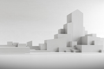 Aufkleber - Mock up of  architecture building with blocks shape , concrete cube. 3d render.	
