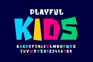 Sticker - Kids style colorful font, playful alphabet letters and numbers