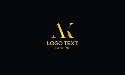 Unique modern creative elegant luxurious artistic gold and black colour AK initial based letter icon logo