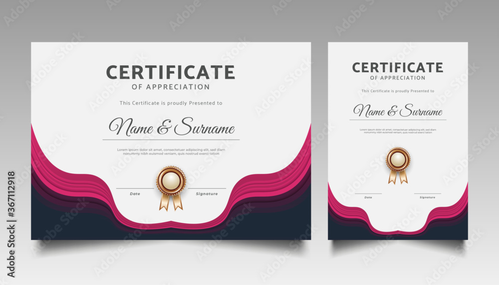 Modern Certificate Template with Wave Ornaments Stock Vector | Adobe Stock
