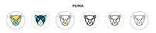 Puma Icon In Filled, Thin Line, Outline And Stroke Style. Vector Illustration Of Two Colored And Black Puma Vector Icons Designs Can Be Used For Mobile, Ui, Web