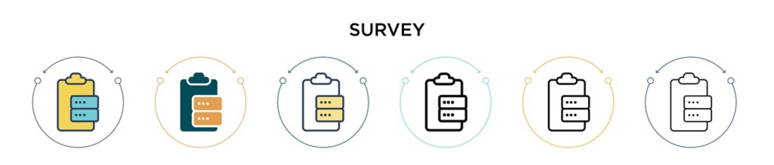 Wall Mural - survey icon in filled, thin line, outline and stroke style. vector illustration of two colored and b
