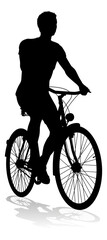 Sticker - A bicycle riding bike cyclist in silhouette