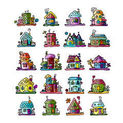 Poster - Set of houses, sketch for your design