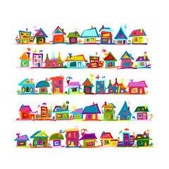 Poster - Set of houses, sketch for your design
