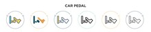 Car Pedal Icon In Filled, Thin Line, Outline And Stroke Style. Vector Illustration Of Two Colored And Black Car Pedal Vector Icons Designs Can Be Used For Mobile, Ui, Web