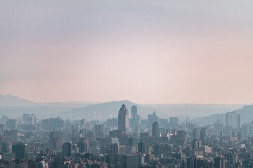 Wall Mural - Skyline of taipei city in downtown Taipei, Taiwan.