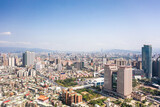 Fototapeta Paryż - This is a view of the Banqiao district in New Taipei where many new buildings can be seen, the building in the center is Banqiao station, Skyline of New taipei city