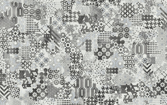 black and white abstract tile mosaic background
