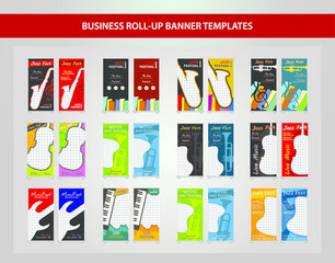 Wall Mural - Set of Modern Roll Up Banner Design With Music Concept. Vertical Banner template design bundle,for advertising