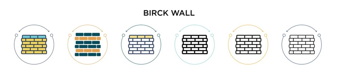 Birck wall icon in filled, thin line, outline and stroke style. Vector illustration of two colored and black birck wall vector icons designs can be used for mobile, ui, web