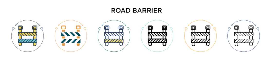 Poster - Road barrier icon in filled, thin line, outline and stroke style. Vector illustration of two colored and black road barrier vector icons designs can be used for mobile, ui, web