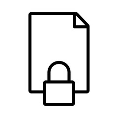 Poster - safe padlock with document data security line style