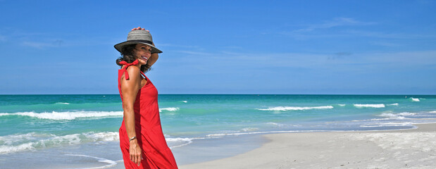 Beatiful Mature Woman in Red Dress