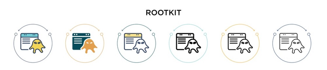 Poster - rootkit icon in filled, thin line, outline and stroke style. vector illustration of two colored and 
