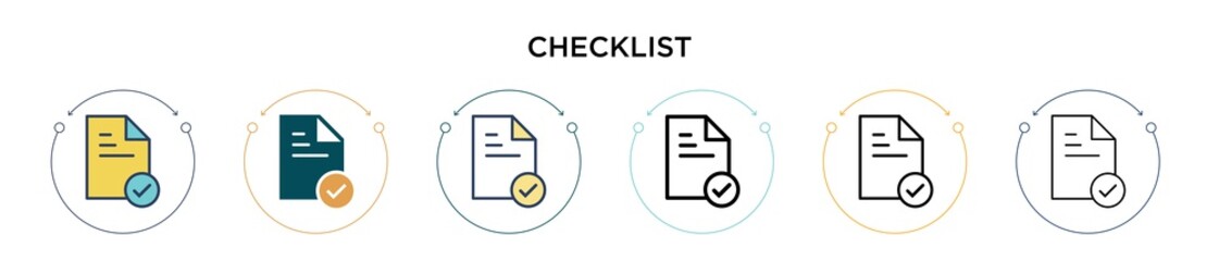 Wall Mural - checklist icon in filled, thin line, outline and stroke style. vector illustration of two colored an