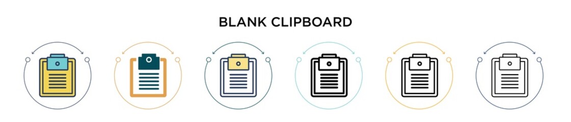 Poster - blank clipboard icon in filled, thin line, outline and stroke style. vector illustration of two colo
