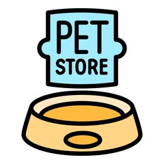 Poster - Pet store food plate logo. Outline pet store food plate vector logo for web design isolated on white background