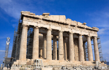 Wall Mural - Parthenon of Athens detail on Acropolis Hill in Greece