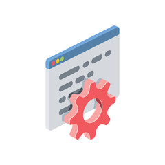 Poster - Screen gear settings. Vector 3d isometric, color web icons set, new flat style. Creative illustration, idea for infographics.