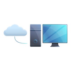 Poster - Computer desktop cloud access icon. Cartoon of computer desktop cloud access vector icon for web design isolated on white background