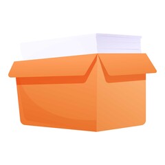 Poster - Full paper document box icon. Cartoon of full paper document box vector icon for web design isolated on white background