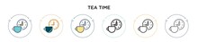 Tea Time Icon In Filled, Thin Line, Outline And Stroke Style. Vector Illustration Of Two Colored And Black Tea Time Vector Icons Designs Can Be Used For Mobile, Ui, Web