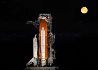 Wall Mural - space shuttle launch against starry sky. selective focus. elements of this image were furnished by n