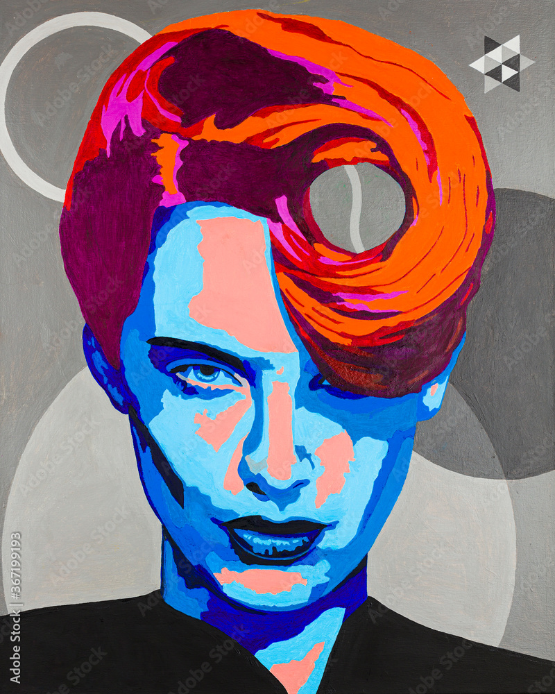 Conceptual modern art portrait painting of a transgender person - obrazy, fototapety, plakaty 