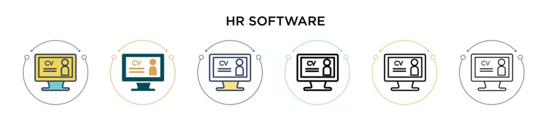Poster - hr software icon in filled, thin line, outline and stroke style. vector illustration of two colored 