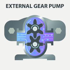 External gear pump, vector illustration 