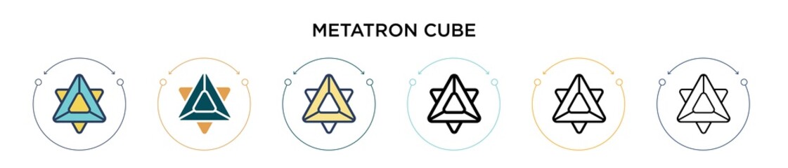 Poster - Metatron cube icon in filled, thin line, outline and stroke style. Vector illustration of two colored and black metatron cube vector icons designs can be used for mobile, ui, web