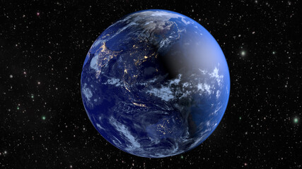 Wall Mural - planet earth. the radiance of the cities of australia, asia, india and china. 3d rendering