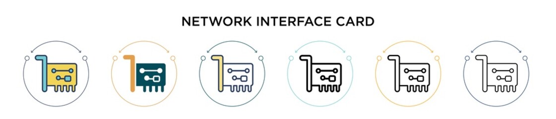 Poster - network interface card icon in filled, thin line, outline and stroke style. vector illustration of t
