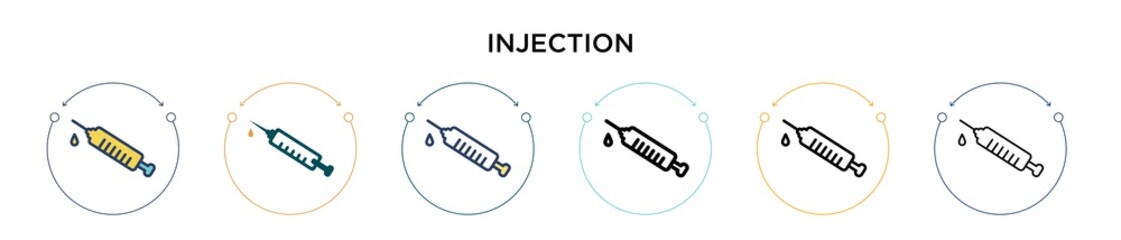 Poster - injection icon in filled, thin line, outline and stroke style. vector illustration of two colored an