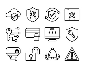 Poster - bundle of data security set icons