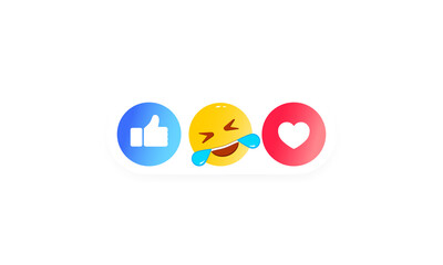 Poster - Like heart, smiley, thumb up icon like. Social media icons. Vector on isolated white background. EPS 10.