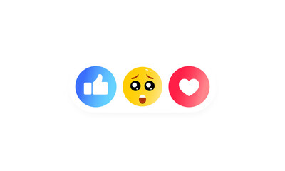 Poster - Like heart, smiley, thumb up icon like. Social media icons. Vector on isolated white background. EPS 10. Laugh, wonder, sad, and angry head emoticons