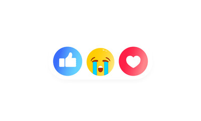 Poster - Set for social chat reactions. Like heart, smiley, thumb up icon like. Social media icons. Vector on isolated white background. EPS 10