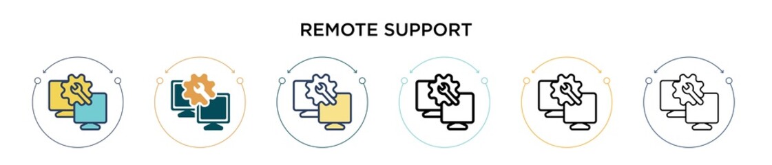 Poster - remote support icon in filled, thin line, outline and stroke style. vector illustration of two color