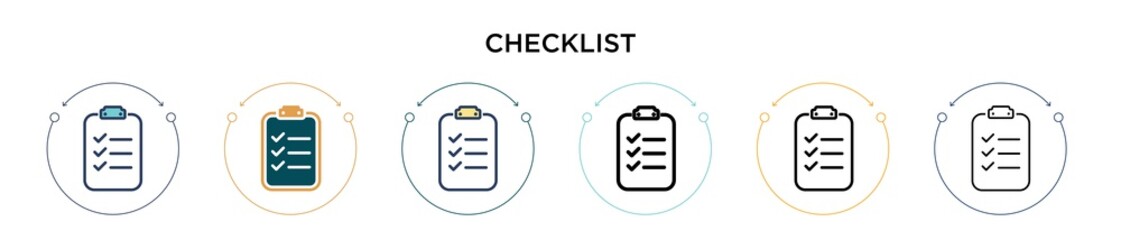 Poster - checklist icon in filled, thin line, outline and stroke style. vector illustration of two colored an