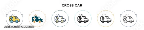Fotomural Red cross car icon in filled, thin line, outline and stroke style