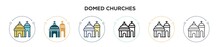 Blue Domed Churches Icon In Filled, Thin Line, Outline And Stroke Style. Vector Illustration Of Two Colored And Black Blue Domed Churches Vector Icons Designs Can Be Used For Mobile, Ui, Web