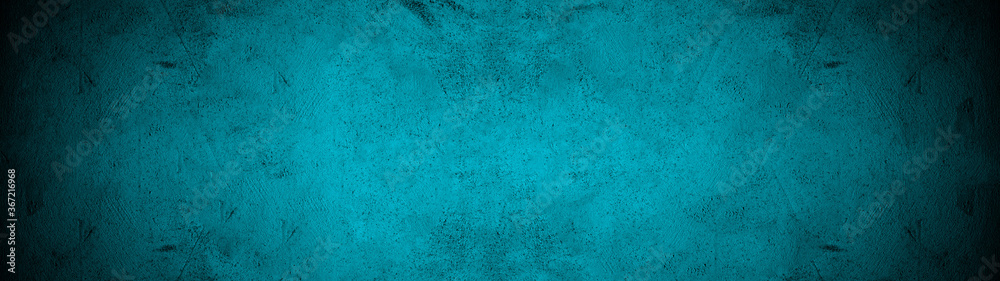 Dark black turquoise aquamarine stone concrete paper texture background panorama banner long, with space for text - obrazy, fototapety, plakaty 