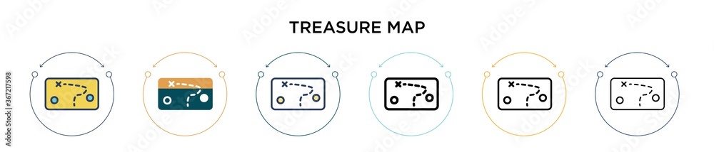 Treasure map icon in filled, thin line, outline and stroke style ...