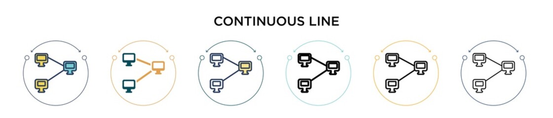 Poster - continuous line icon in filled, thin line, outline and stroke style. vector illustration of two colo