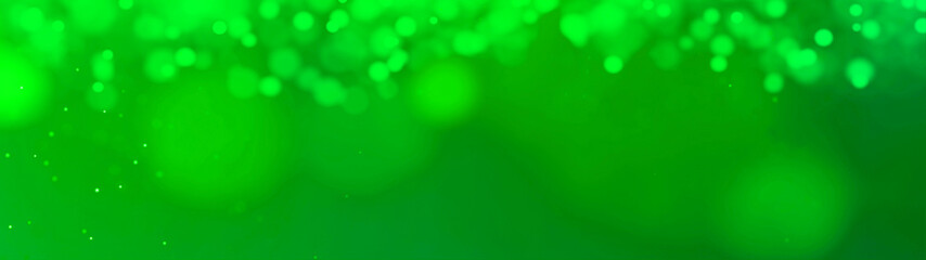 Neon green abstract celebration background banner panorama template texture with bokeh lights and space for text